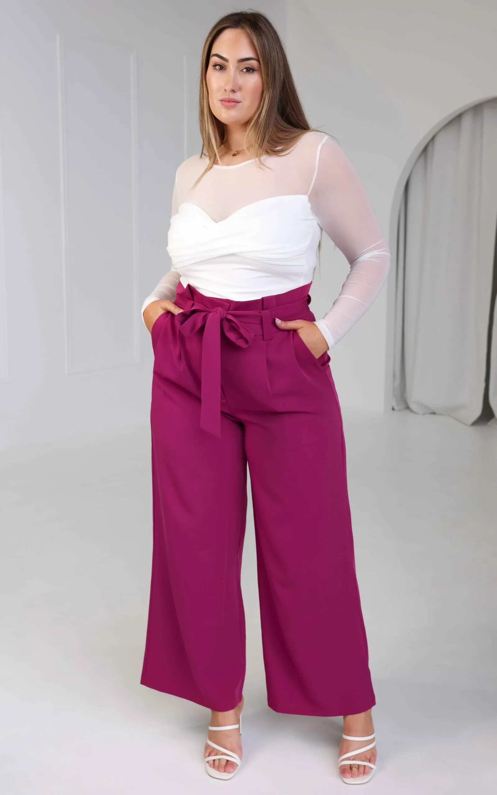 Nookie Wide Leg Pants - Plum