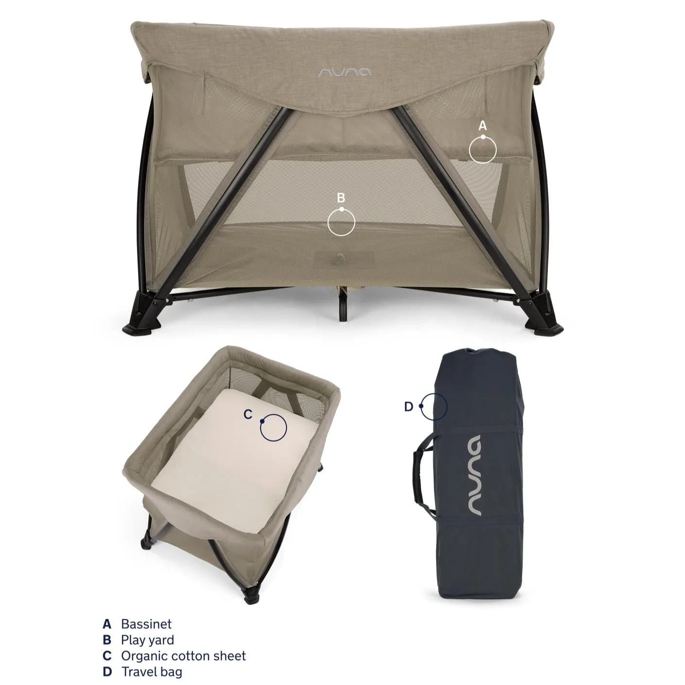 Nuna - Sena Aire   Zip-Off Bassinet - Hazelwood