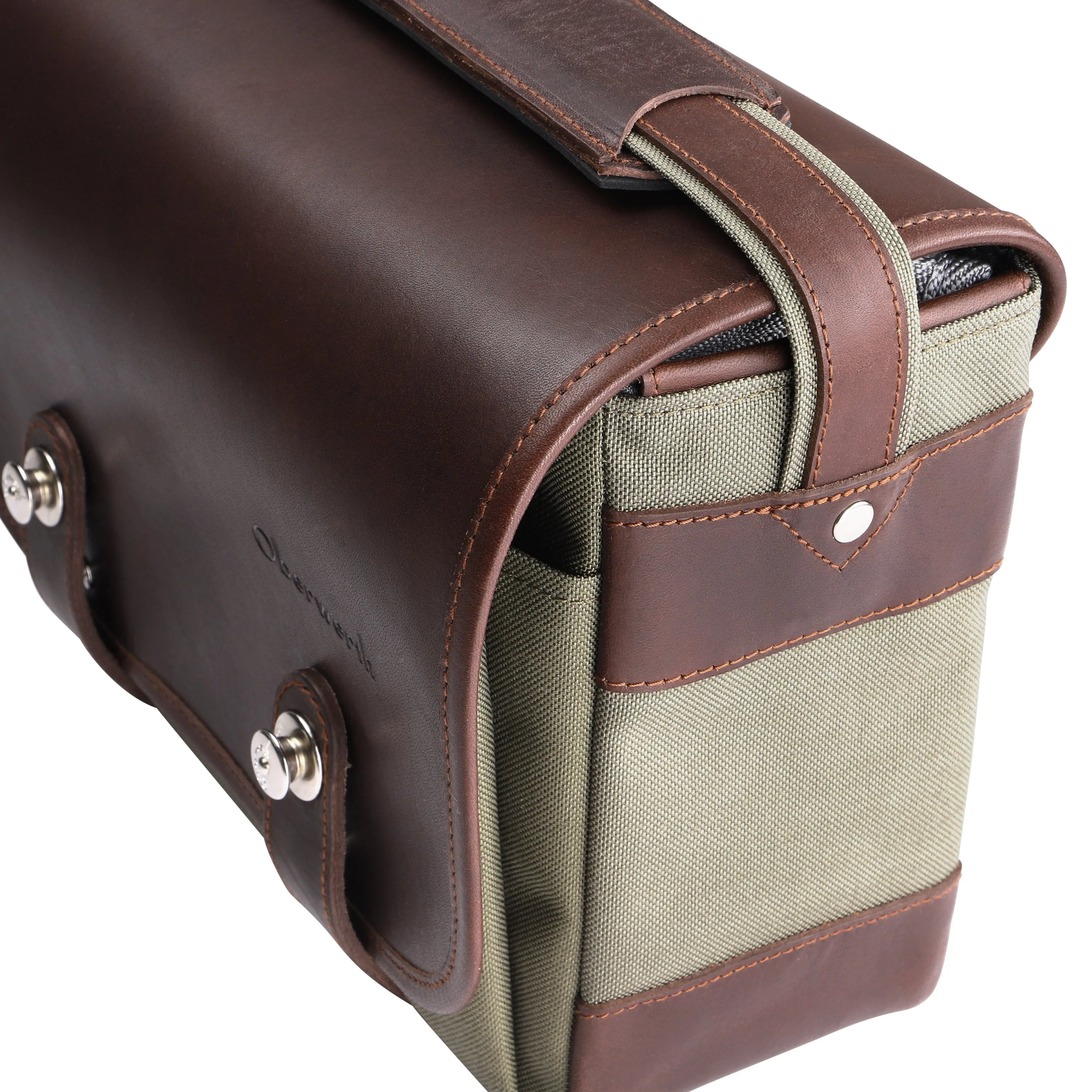 Oberwerth Freiburg Medium Photo Bag - Cordura/Leather - Olive/Dark Brown