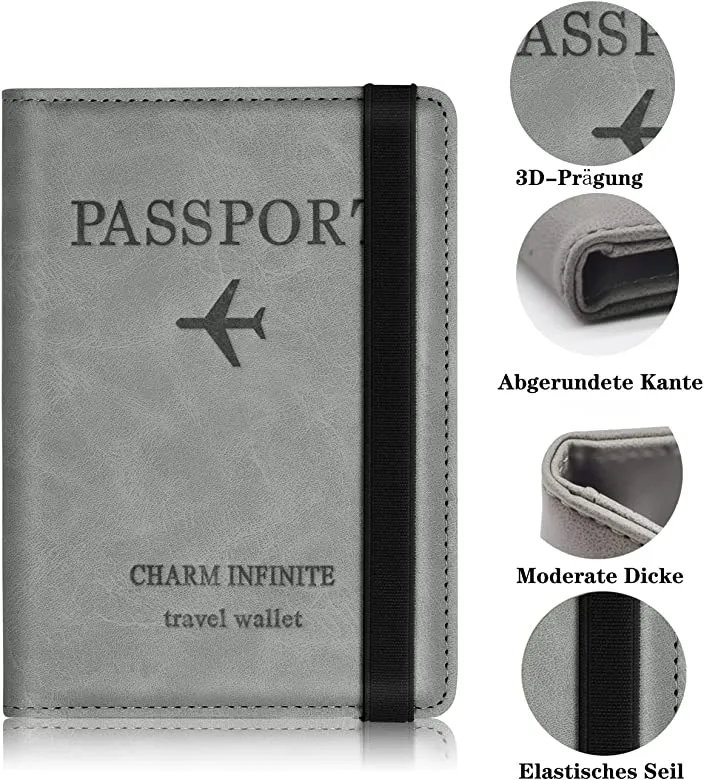 Passport Holder Cover, PU Leather RFID Travel Wallet Case Passport Cover Credit Cards, Boarding Passes