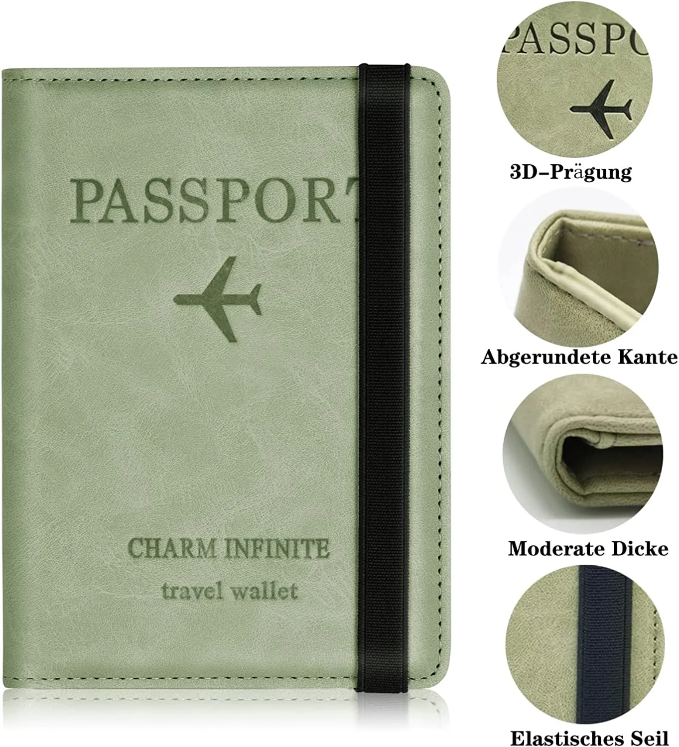 Passport Holder Cover, PU Leather RFID Travel Wallet Case Passport Cover Credit Cards, Boarding Passes