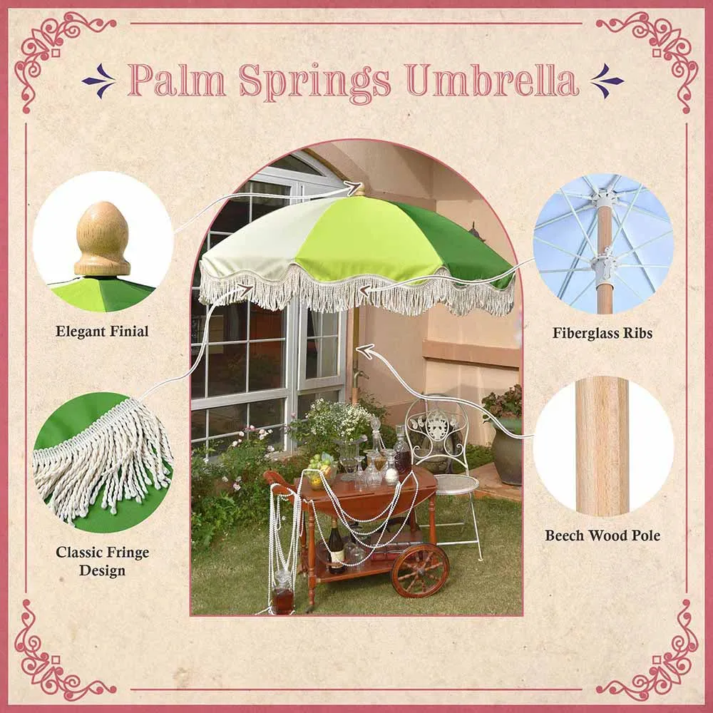 Patio Umbrella Wooden Tilt 6ft 8-Rib Palm Springs