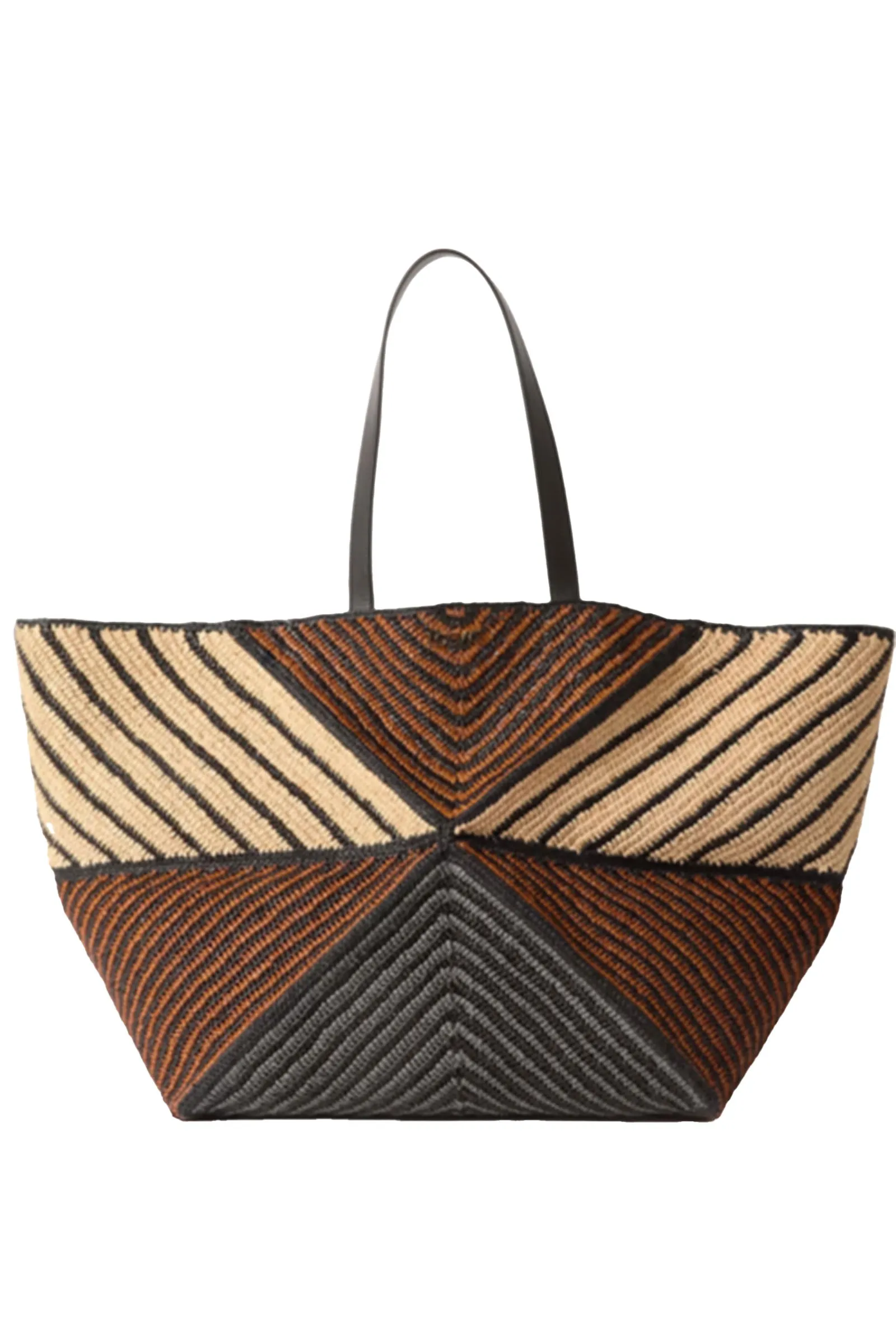   Paula's Ibiza Puzzle Fold XL Leather-trimmed Raffia Tote Bag