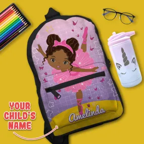 Personalized Ballet Dancing Little Afro Girl Kid Backpack