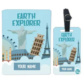 Personalized Passport Cover Travel Baggage Tag - Earth Explorer