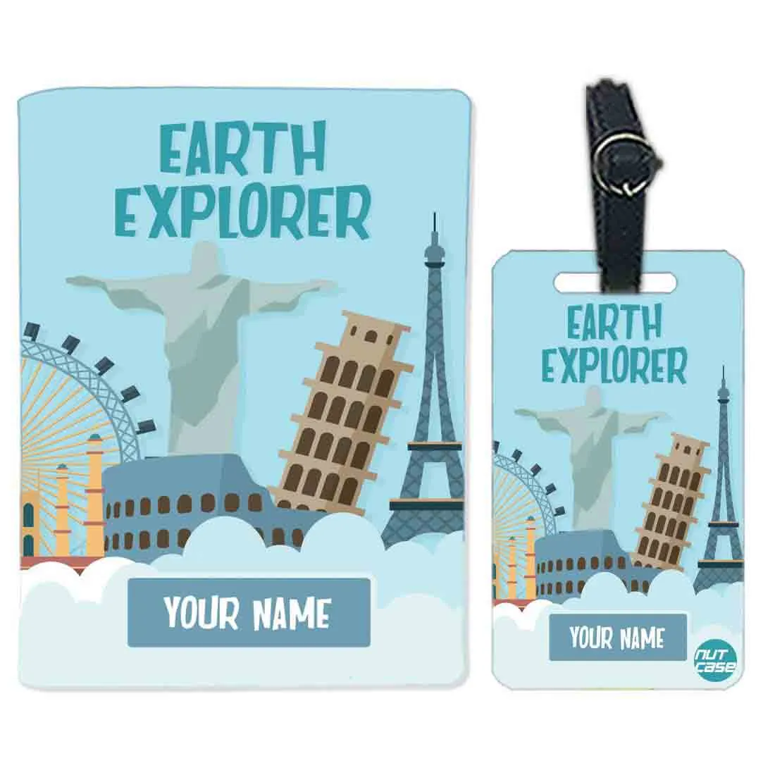 Personalized Passport Cover Travel Baggage Tag - Earth Explorer