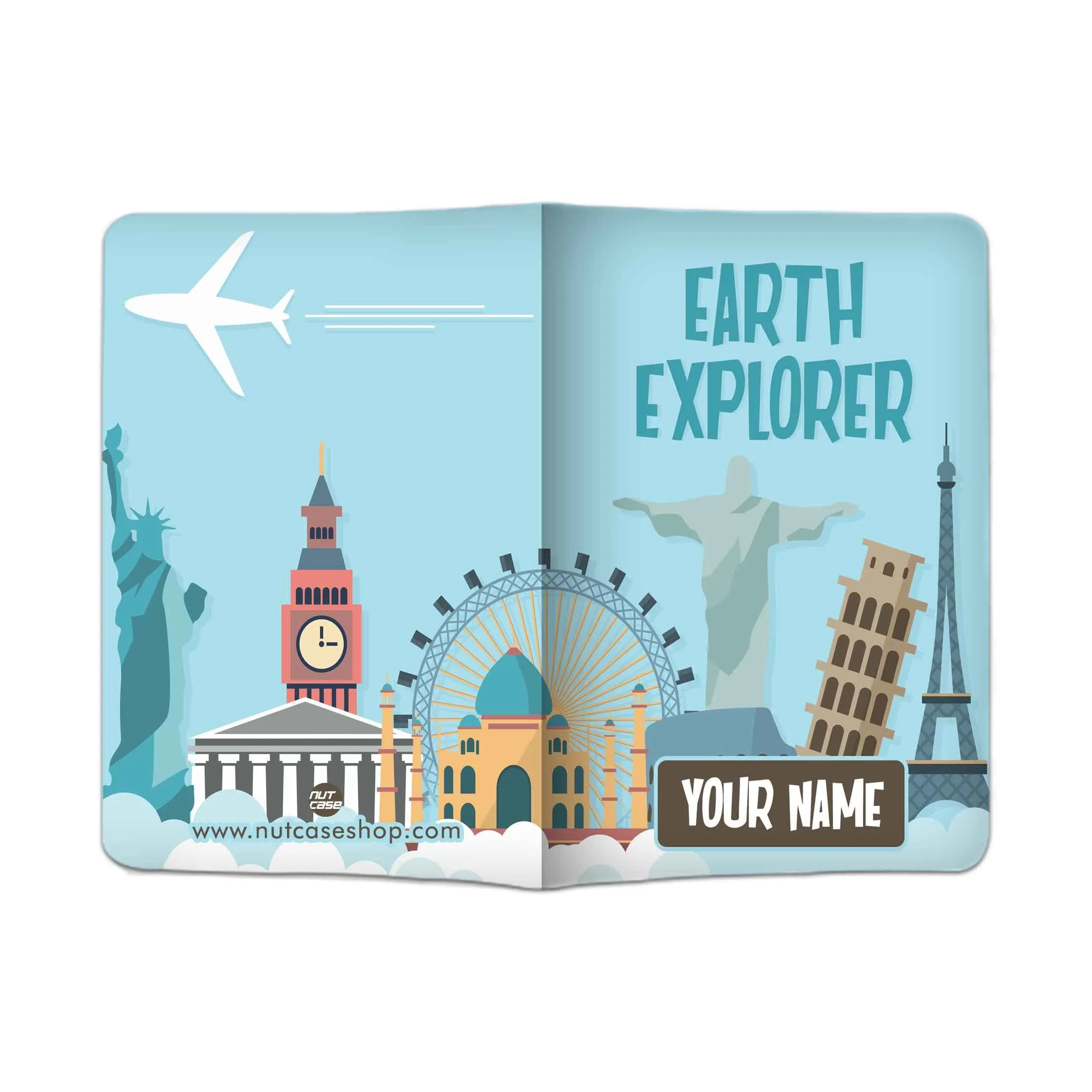 Personalized Passport Cover Travel Baggage Tag - Earth Explorer