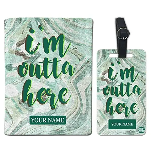 Personalized Travel Passport Holder - I Am Outta Here Green