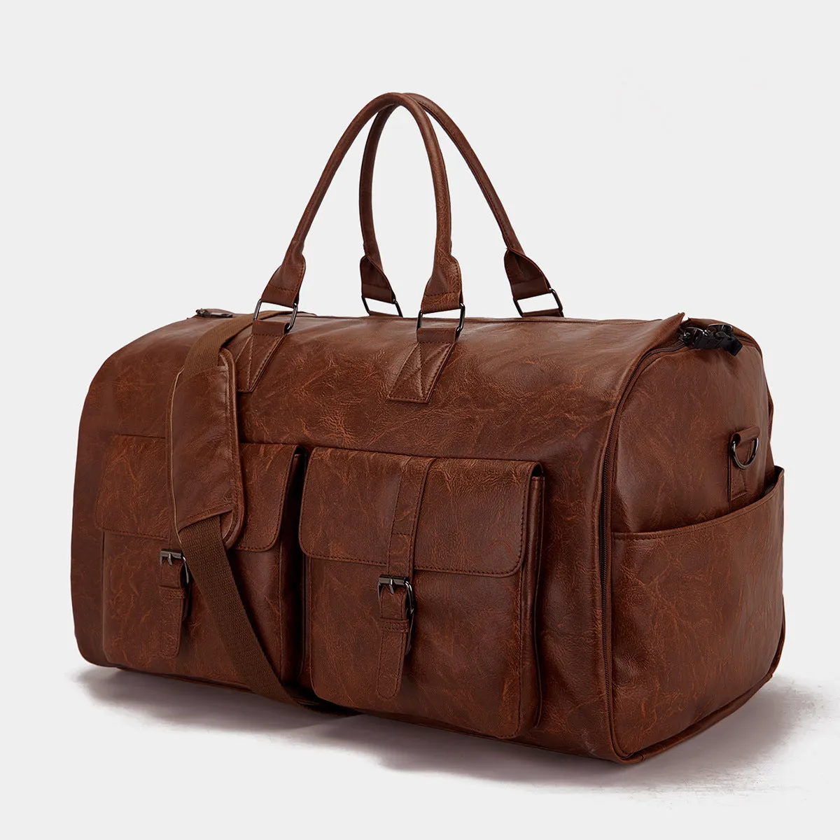 Premium Leather Garment Suit Weekend Carry On Travel Duffle Men and Women