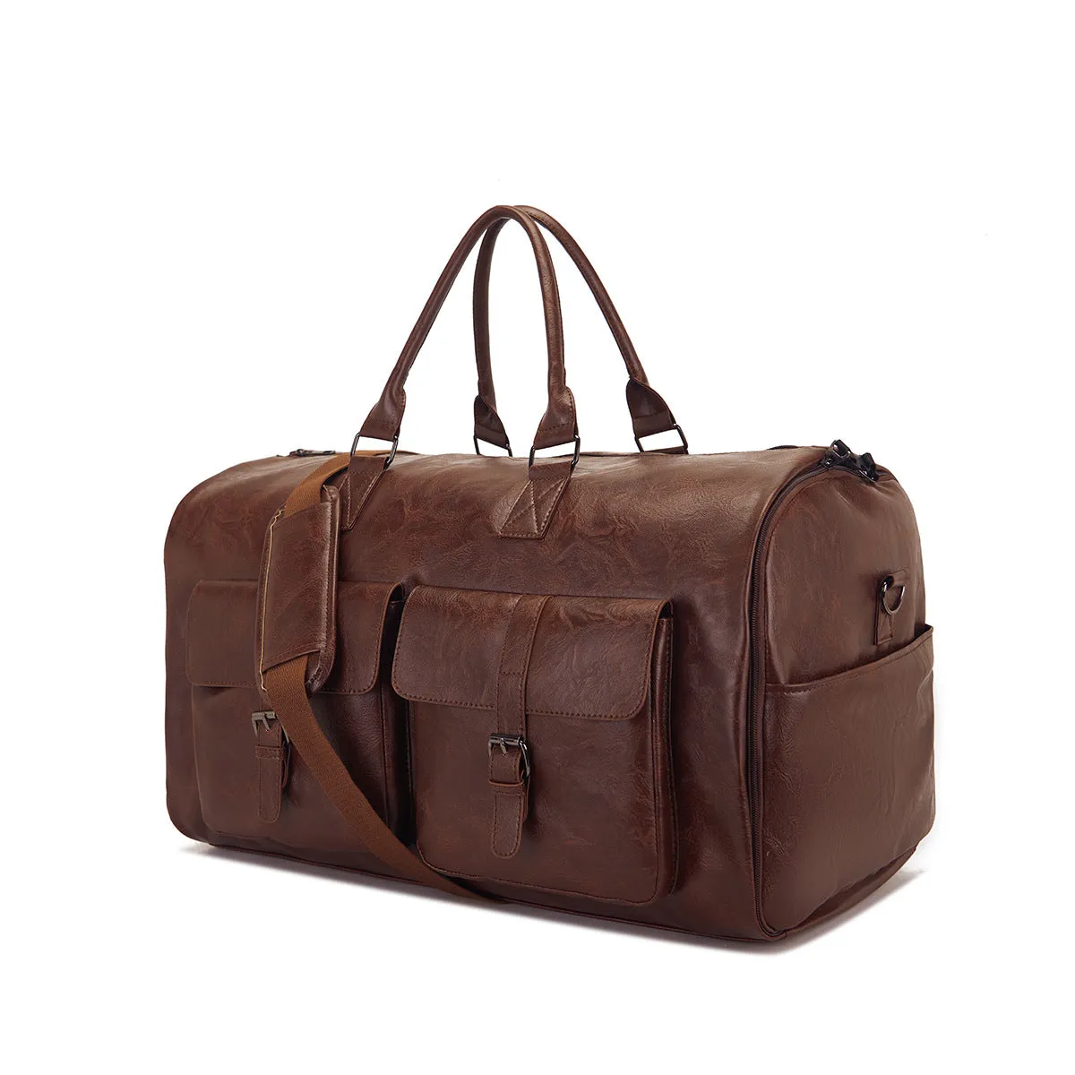 Premium Leather Garment Suit Weekend Carry On Travel Duffle Men and Women