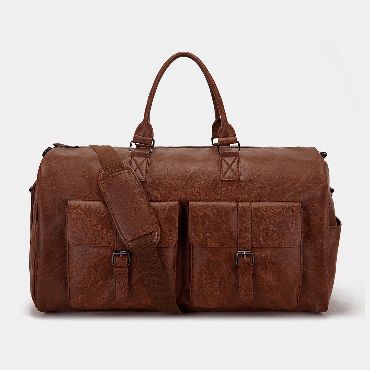 Premium Leather Garment Suit Weekend Carry On Travel Duffle Men and Women