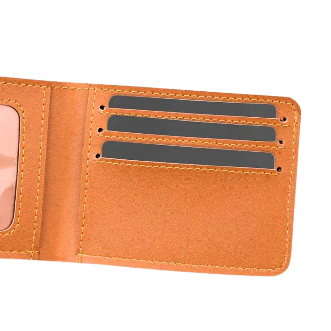 Premium Vegan leather Personalized wallet with Indian Flag Charm - Tan