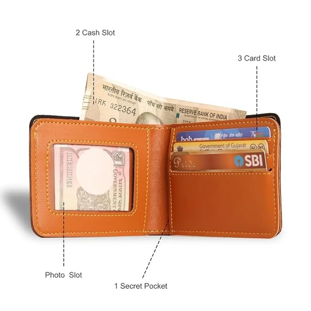 Premium Vegan leather Personalized wallet with Indian Flag Charm - Tan