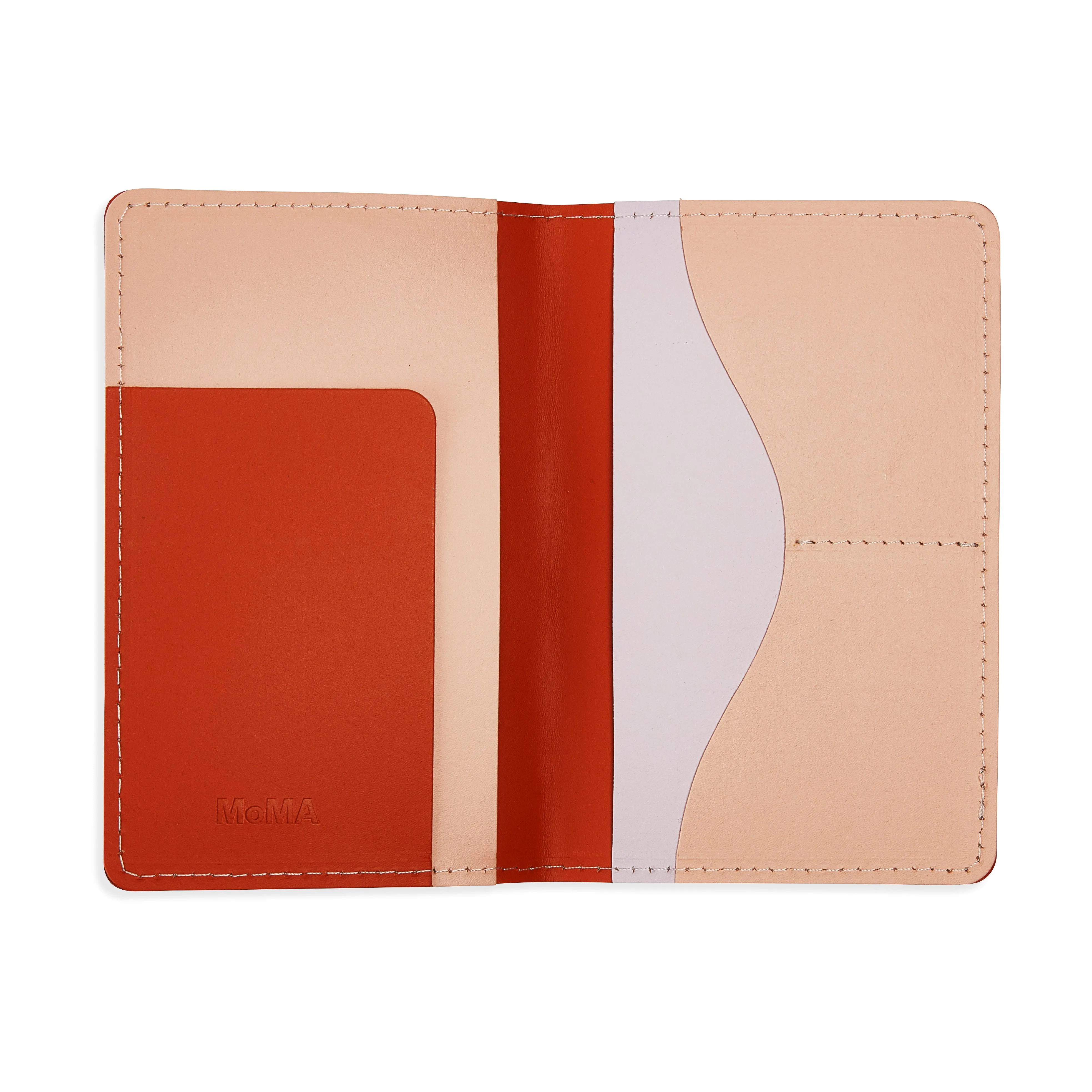 Primary Recycled Leather Passport Case - Blue/ Red