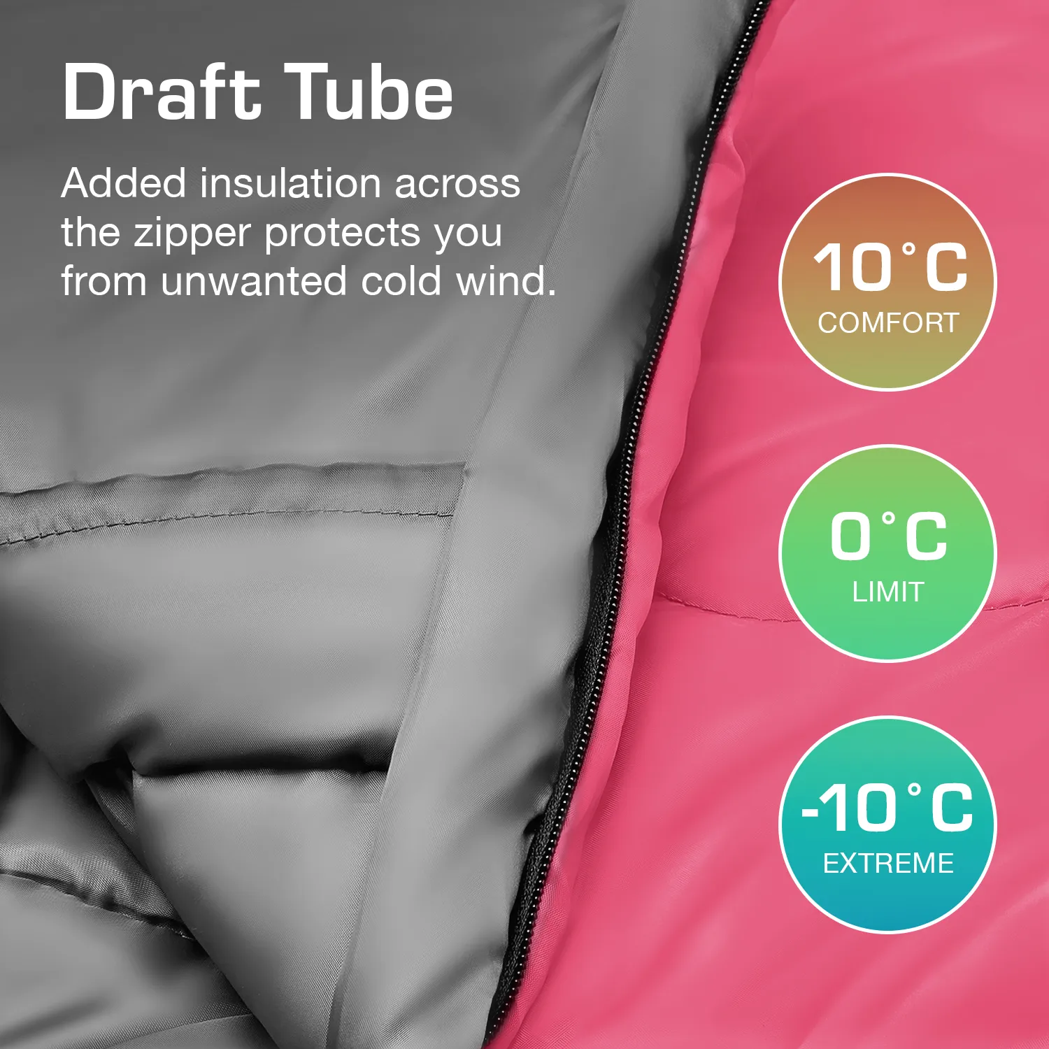 Professional 3-4 Season Mummy Sleeping Bag - Pink - (300 GSM) - 1 Season