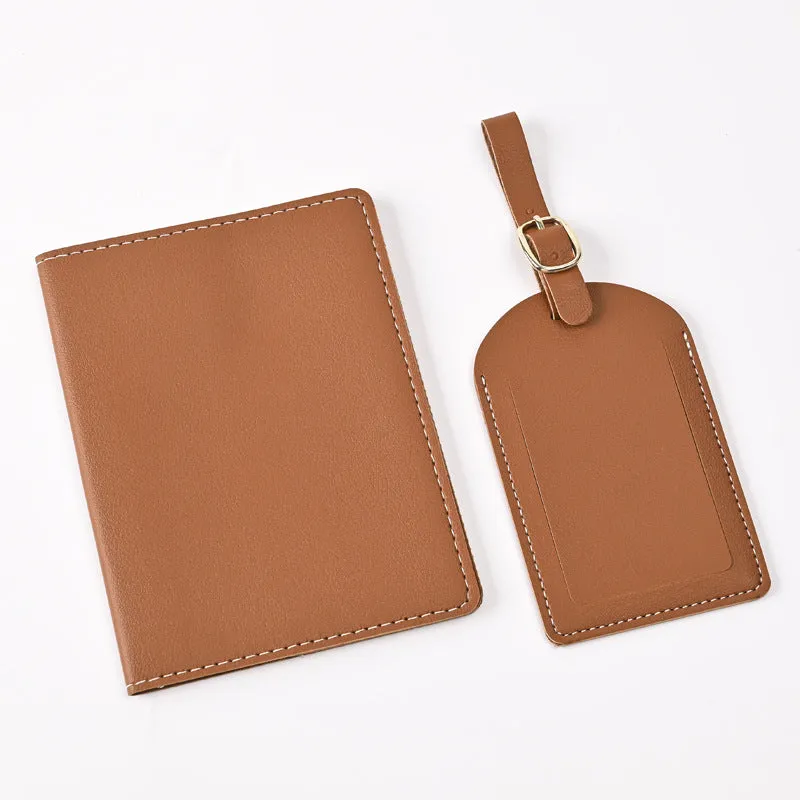 Pu Leather Bronzing Design Passport Holder Luggage Tag Suit Passport Case