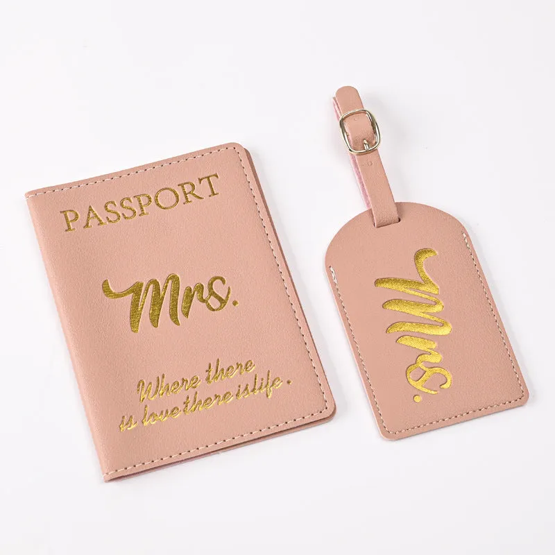 Pu Leather Bronzing Design Passport Holder Luggage Tag Suit Passport Case