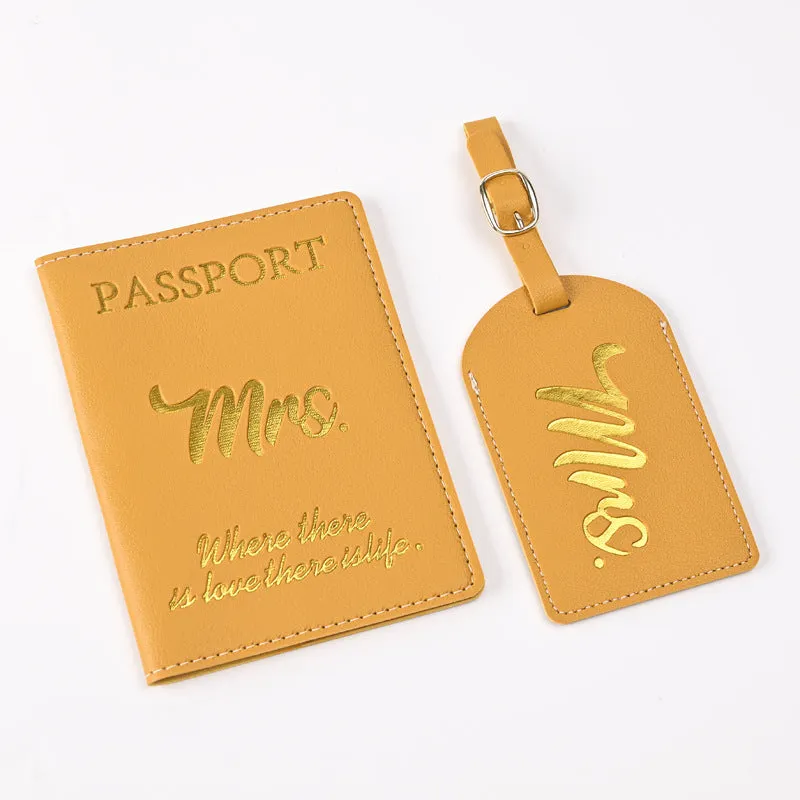 Pu Leather Bronzing Design Passport Holder Luggage Tag Suit Passport Case