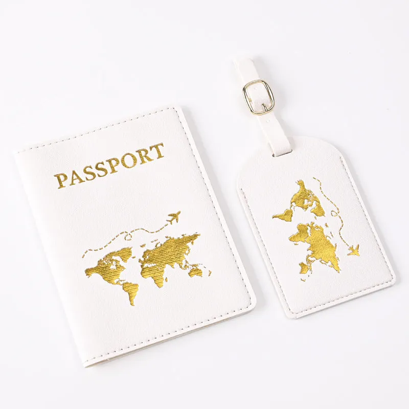 Pu Leather Bronzing Design Passport Holder Luggage Tag Suit Passport Case