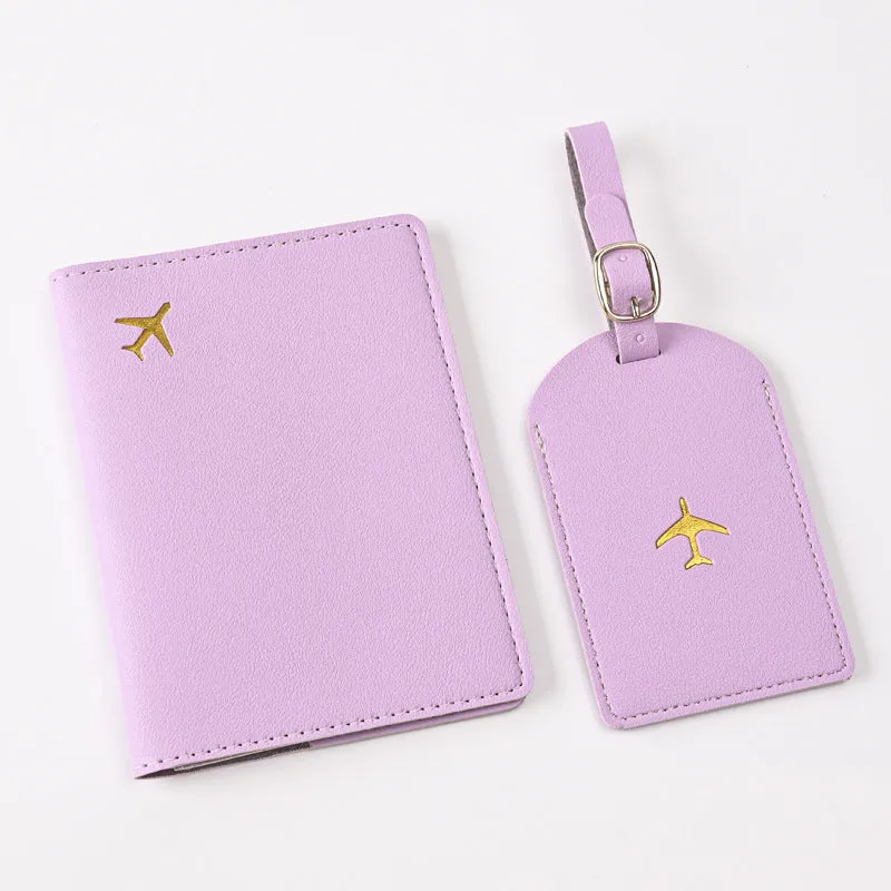 Pu Leather Bronzing Design Passport Holder Luggage Tag Suit Passport Case