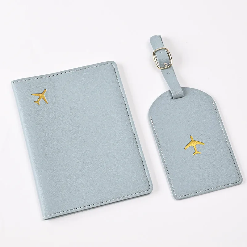 Pu Leather Bronzing Design Passport Holder Luggage Tag Suit Passport Case