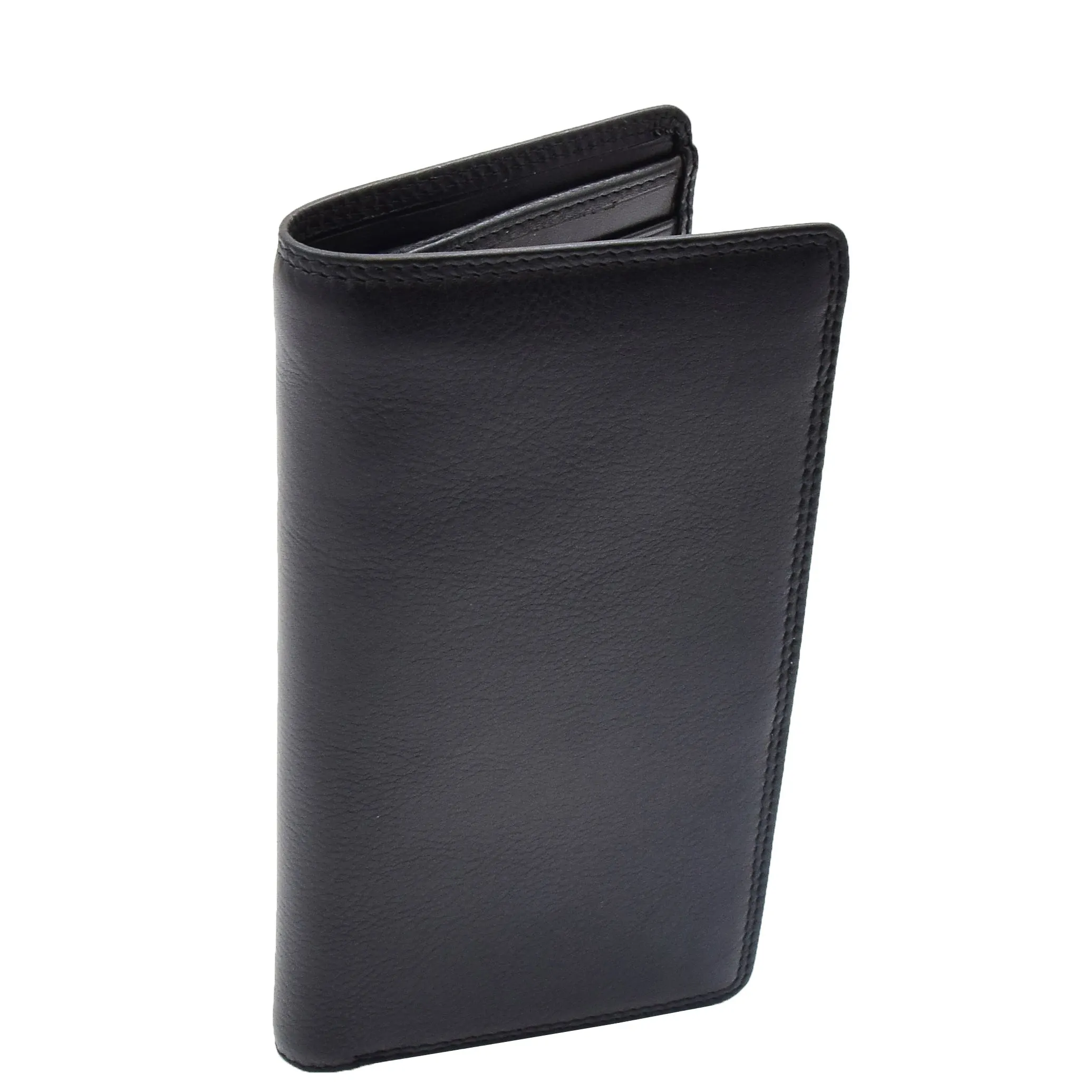 Real Leather Vertical Bifold Breast Wallet HOL120 Black