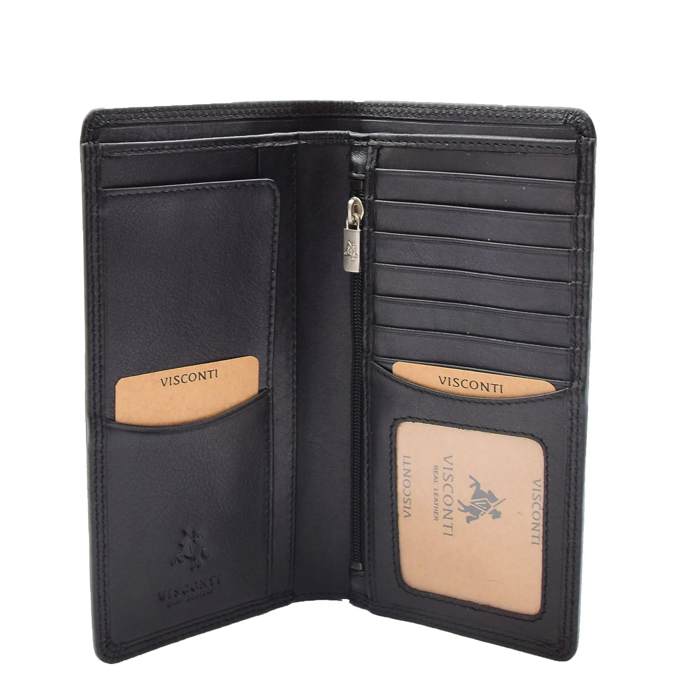 Real Leather Vertical Bifold Breast Wallet HOL120 Black