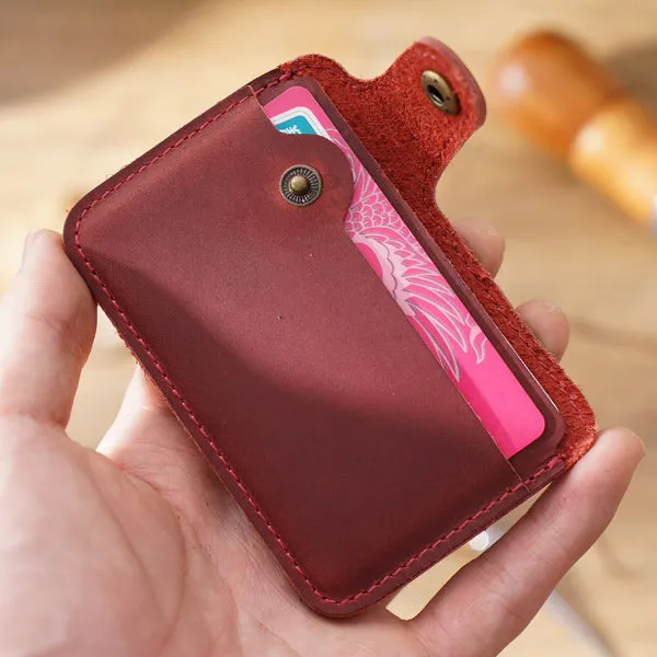 Red Grained Leather Card Holder 紅色真牛皮信用卡套 CH19019