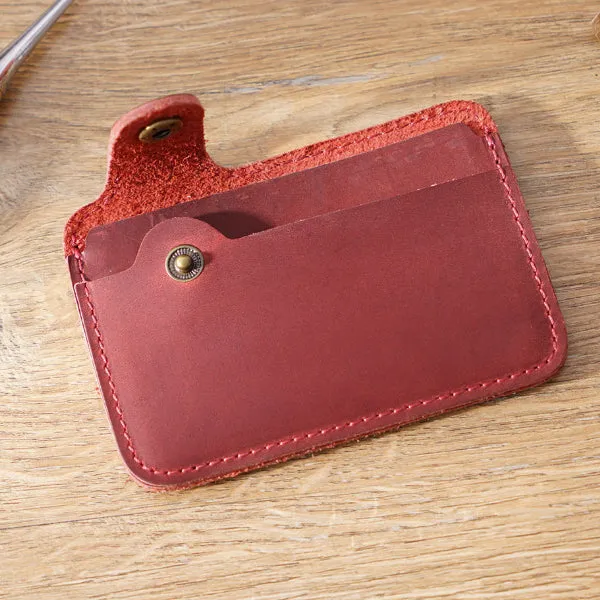 Red Grained Leather Card Holder 紅色真牛皮信用卡套 CH19019