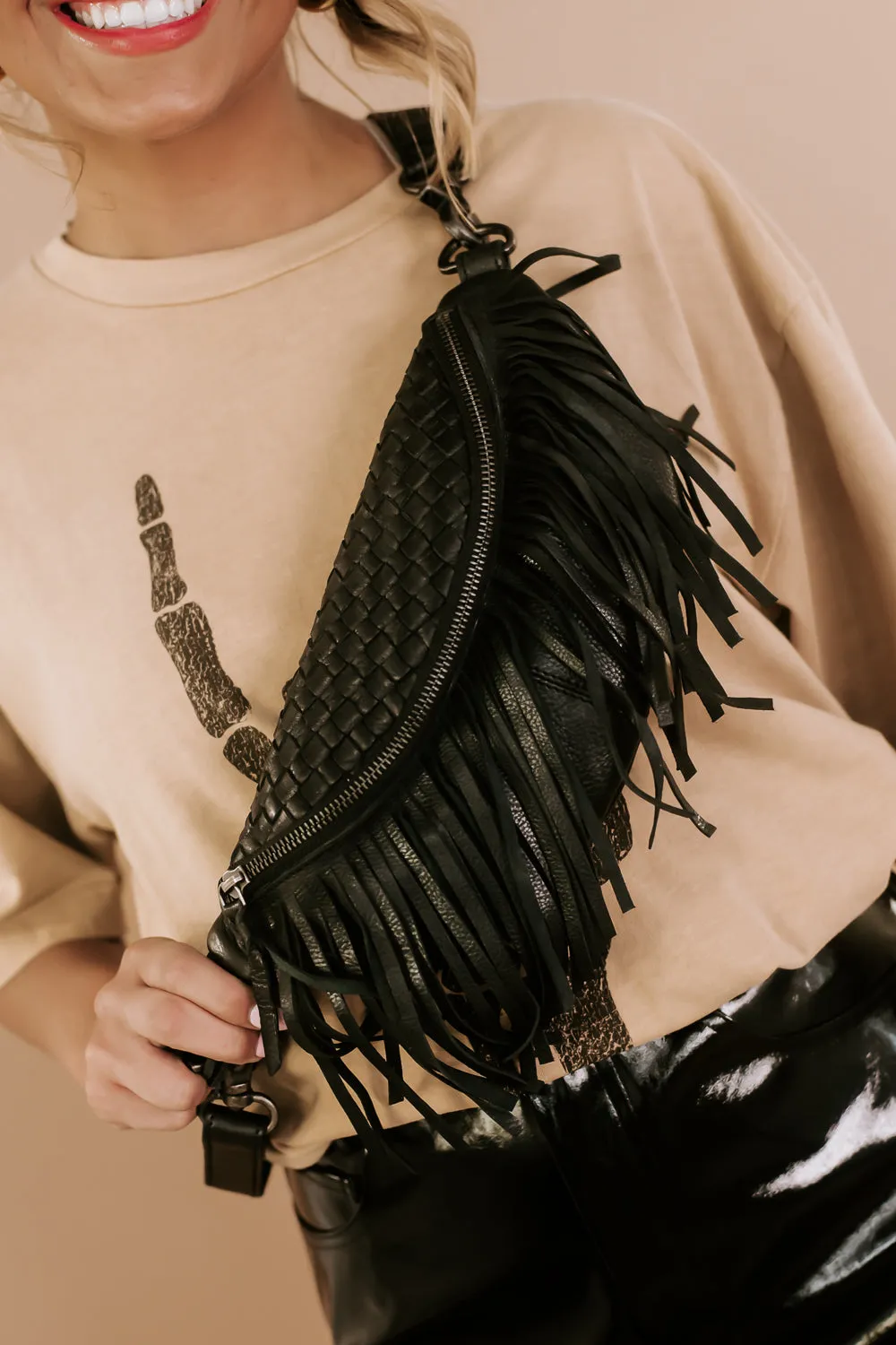 Revival Fringe Fanny Pack, Black