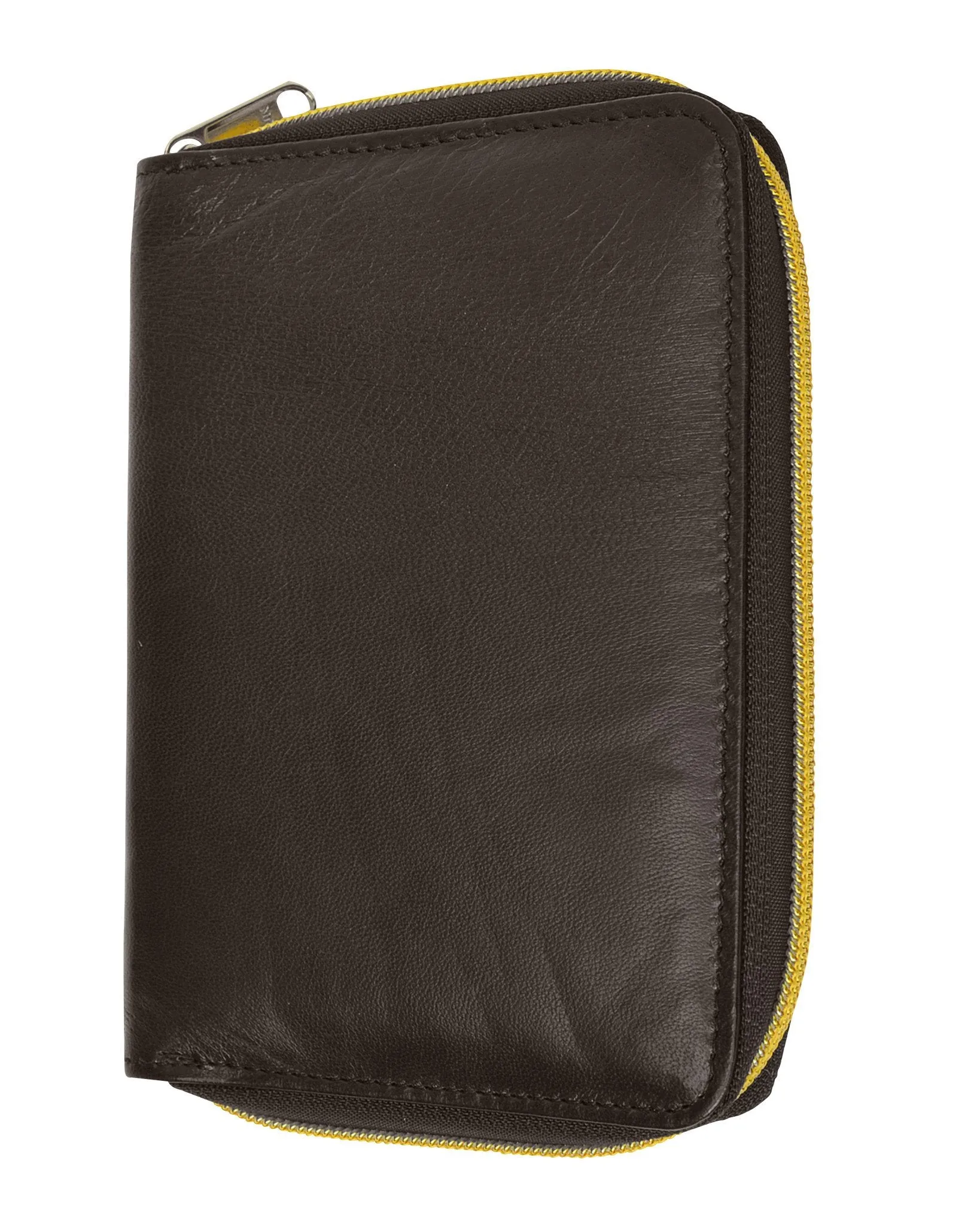 RFID Premium Leather Men's Passport Bifold Zip Around Wallet ID & Credit Card Holder RFID P 701