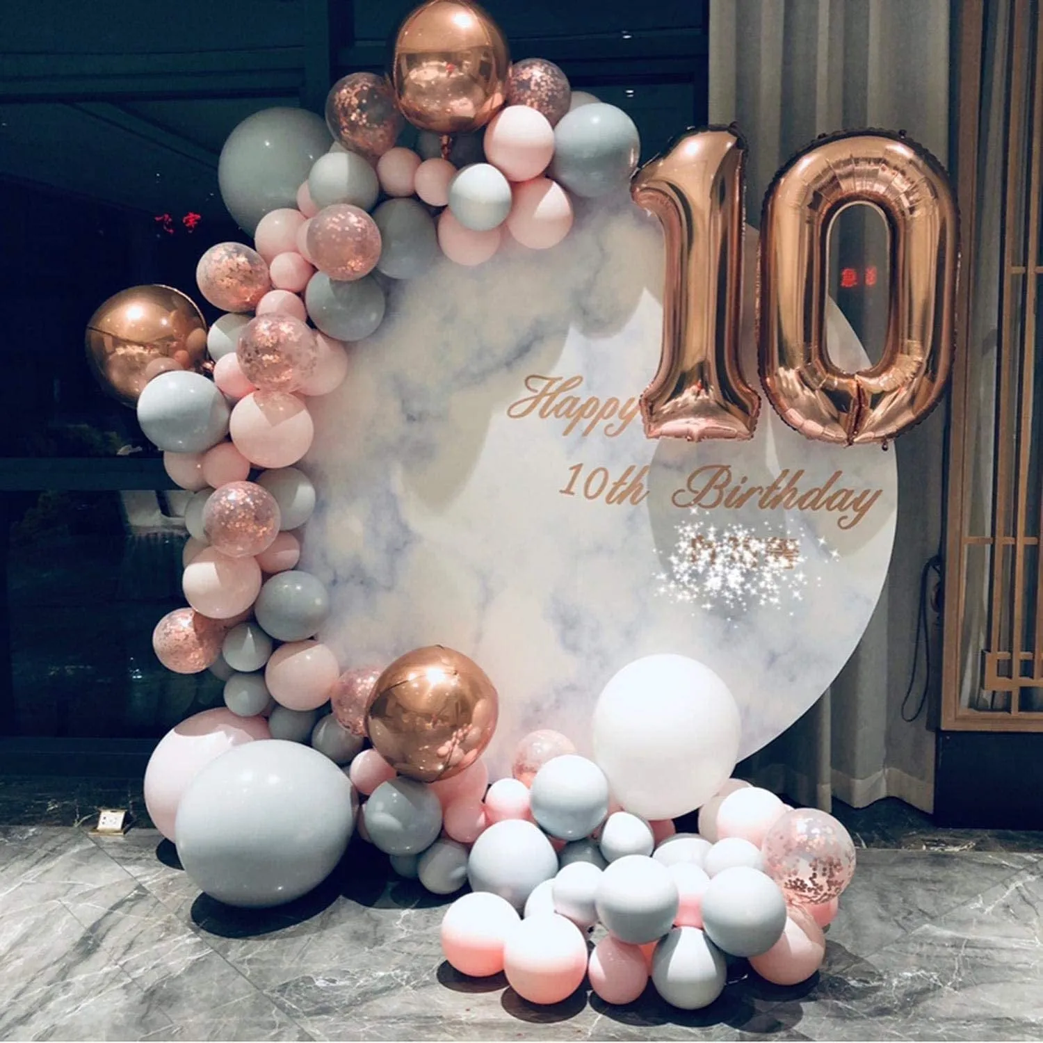 Rose Gold Balloon Arch - Pink & Gray Balloon Garland Kit