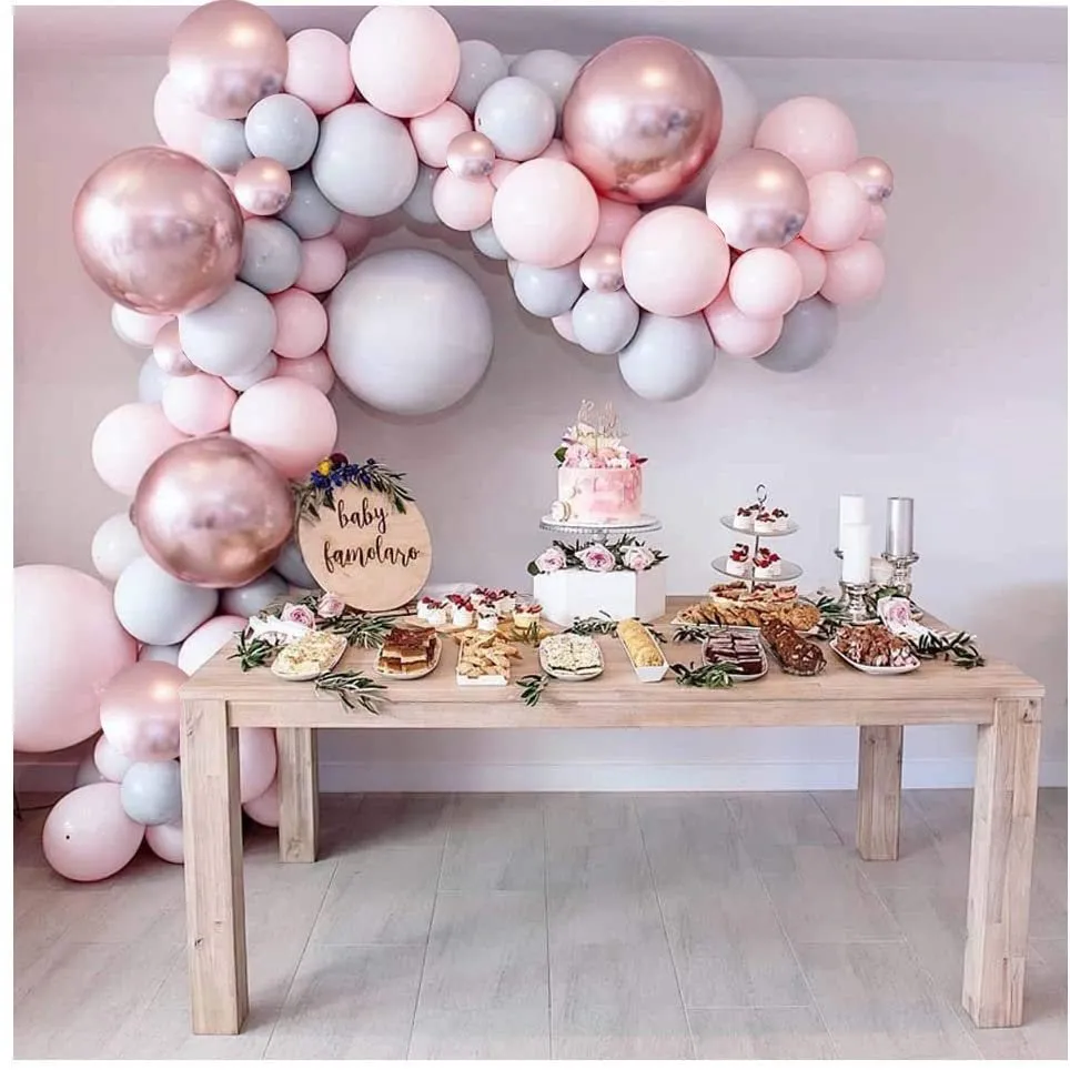 Rose Gold Balloon Arch - Pink & Gray Balloon Garland Kit