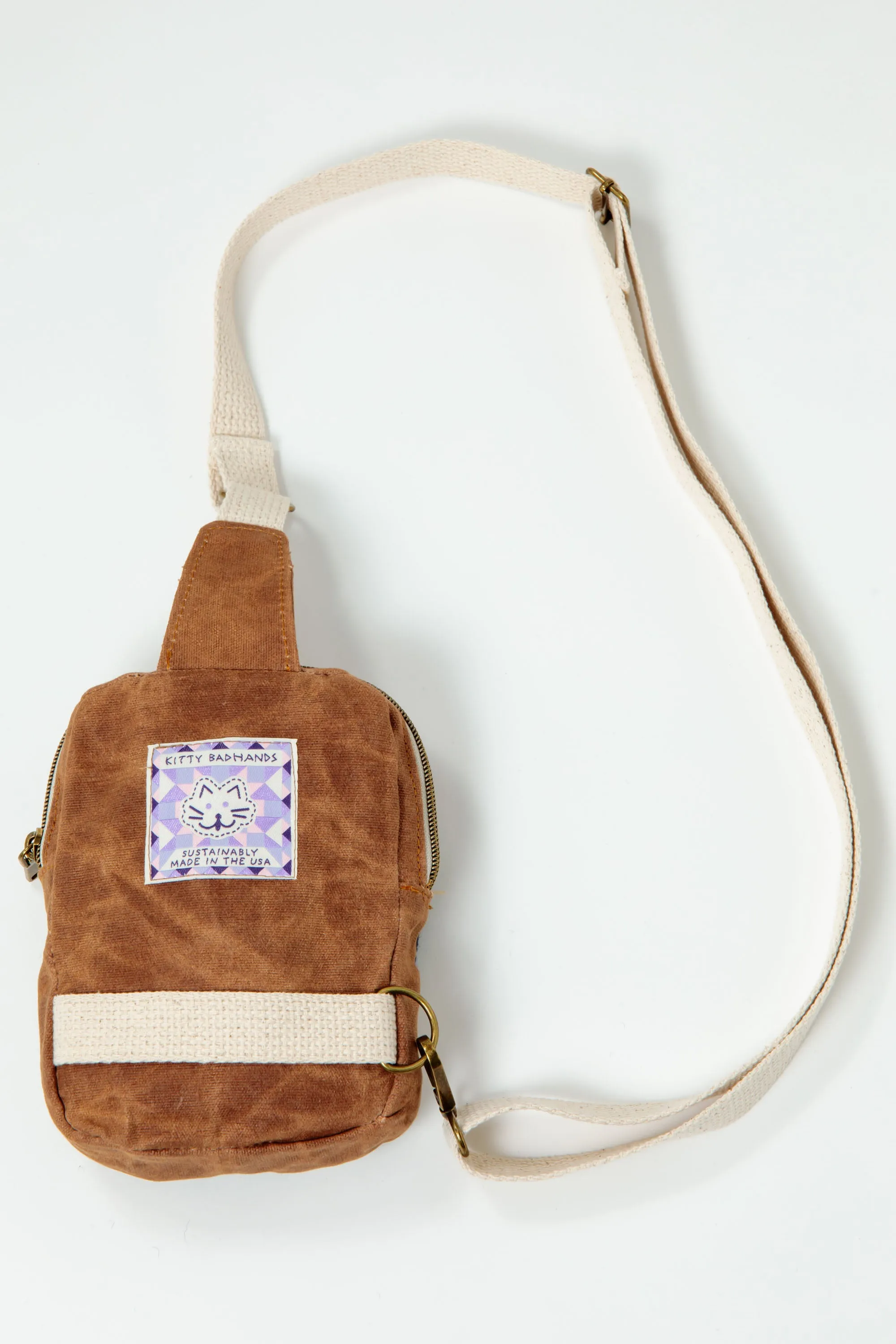 Rose of Sharon Crossbody - Brown Canvas