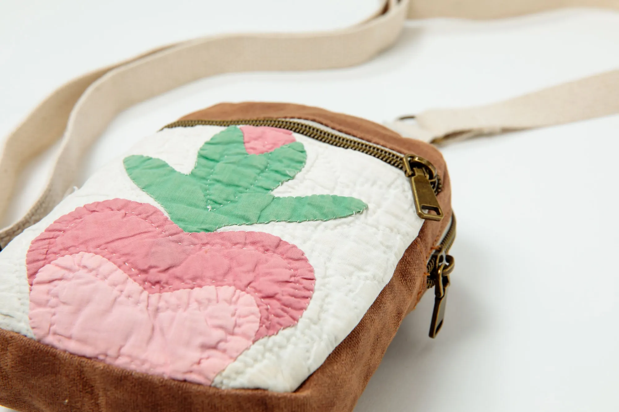 Rose of Sharon Crossbody - Brown Canvas