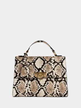 Snake Print Top-Handle Bag