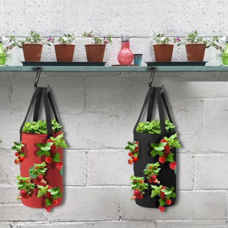 Strawberry Grow Bag Nonwoven Fabric Vertical Jardin Garden Hanging Plant Bag Vegetable Potato Planter Bag For Greenhouse