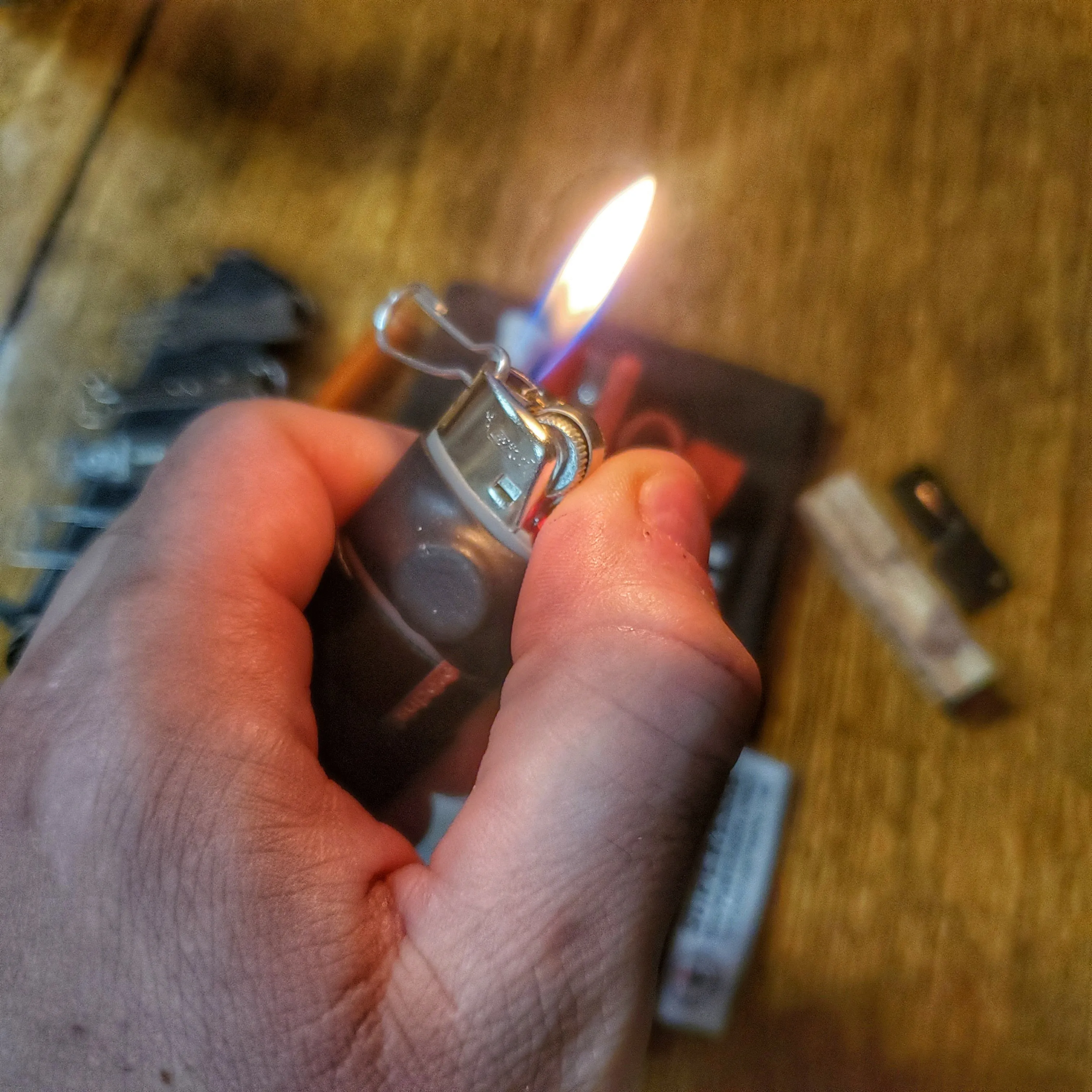 Survival Kit Lighter - Fire Starter outfitted with supplies.