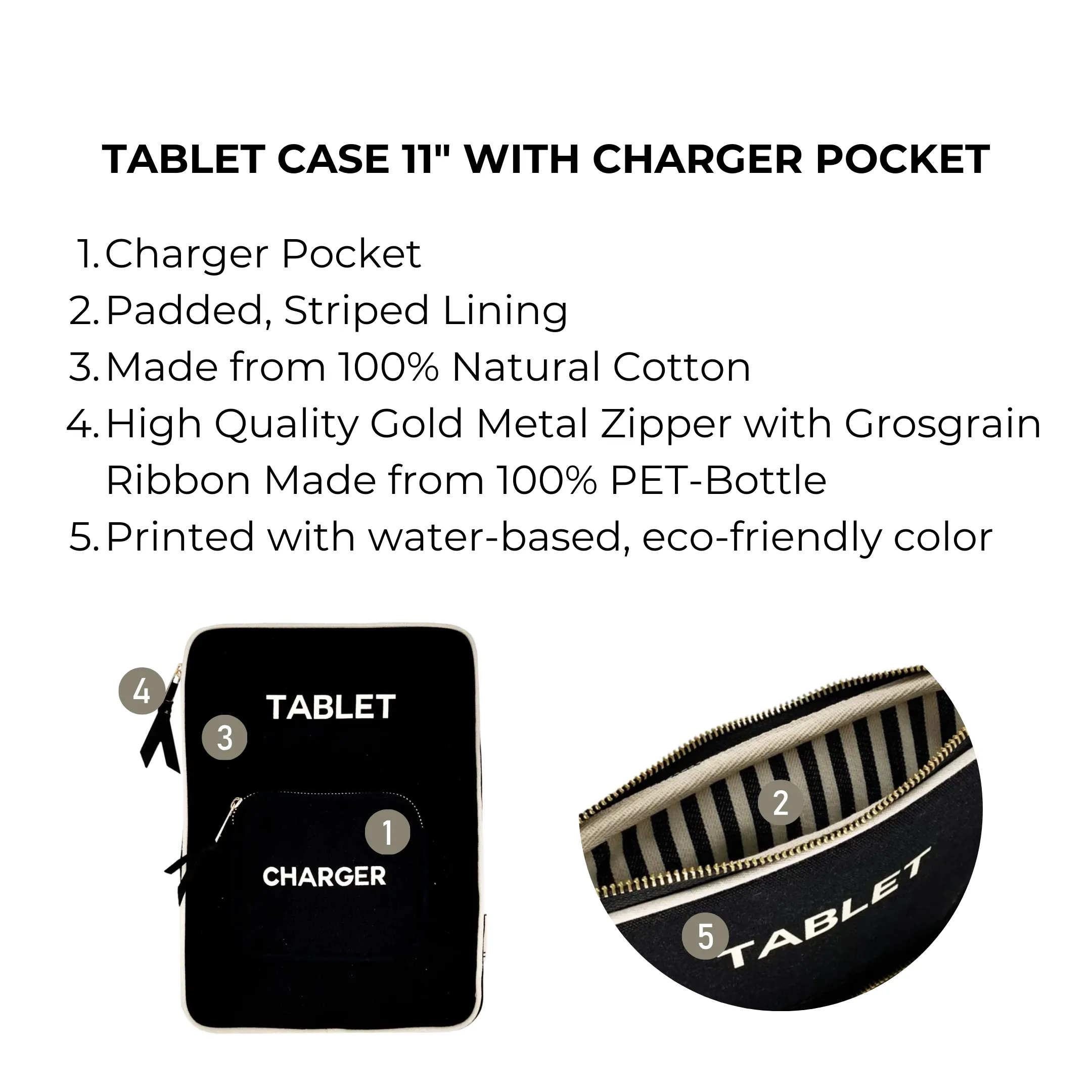 Tablet Case 11", Charger Pocket, Black