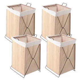 The Better Home Bamboo Laundry Bag 72 Litres (Pack of 4) | Foldable Laundry Basket For Clothes | Washing Clothes Basket | Clothes Bin - Light Brown