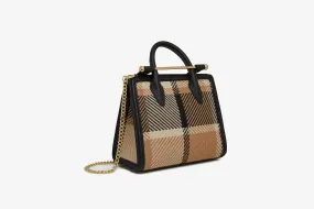 The Strathberry Mini Tote - Black/Camel Tartan