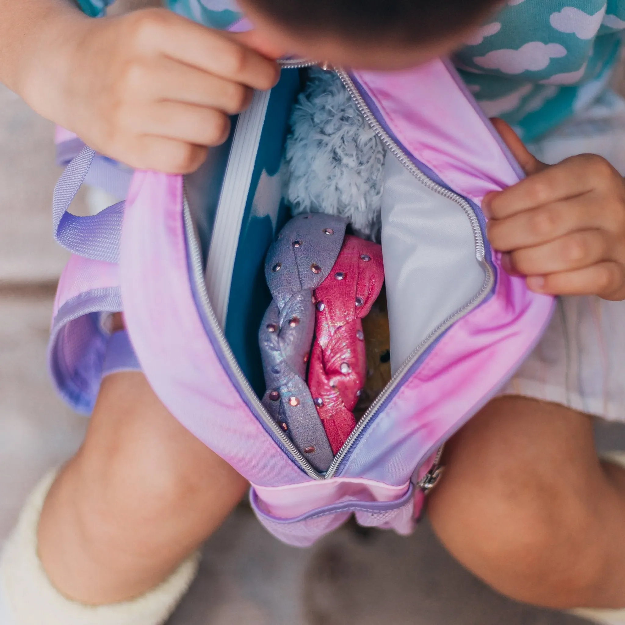 Tie Dye Backpack with Glitter Varsity Patch Letters - Mini