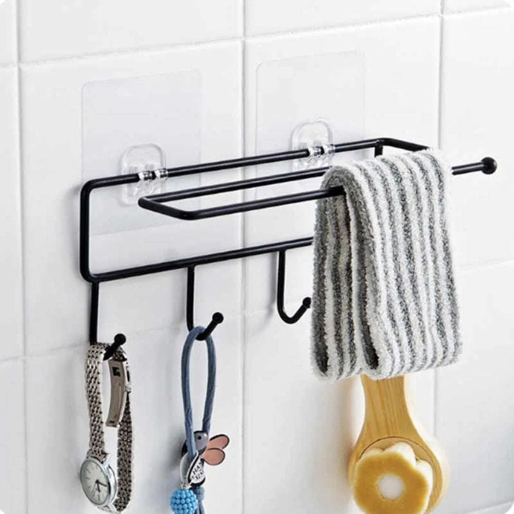 Towel Holder for Kitchen & Bathroom, 4 Hooks Hanging Towel