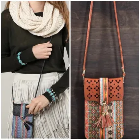 Tribal Print Cellphone Crossbody Bag