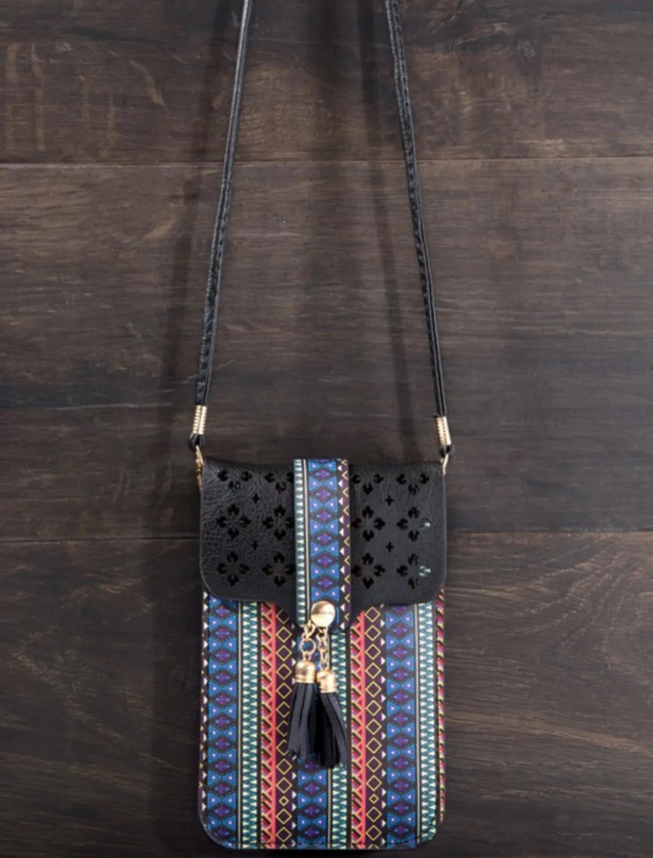 Tribal Print Cellphone Crossbody Bag