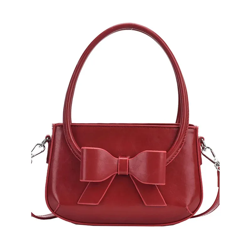 Uniwim Bow Design Sense Handbag Casual All-match Red Shoulder Bag Women's New High Quality Color Contrast Commute Crossbody Bag