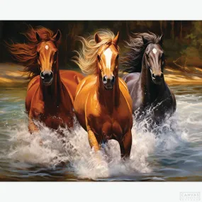 Untamed Currents - Horses Diamond Painting