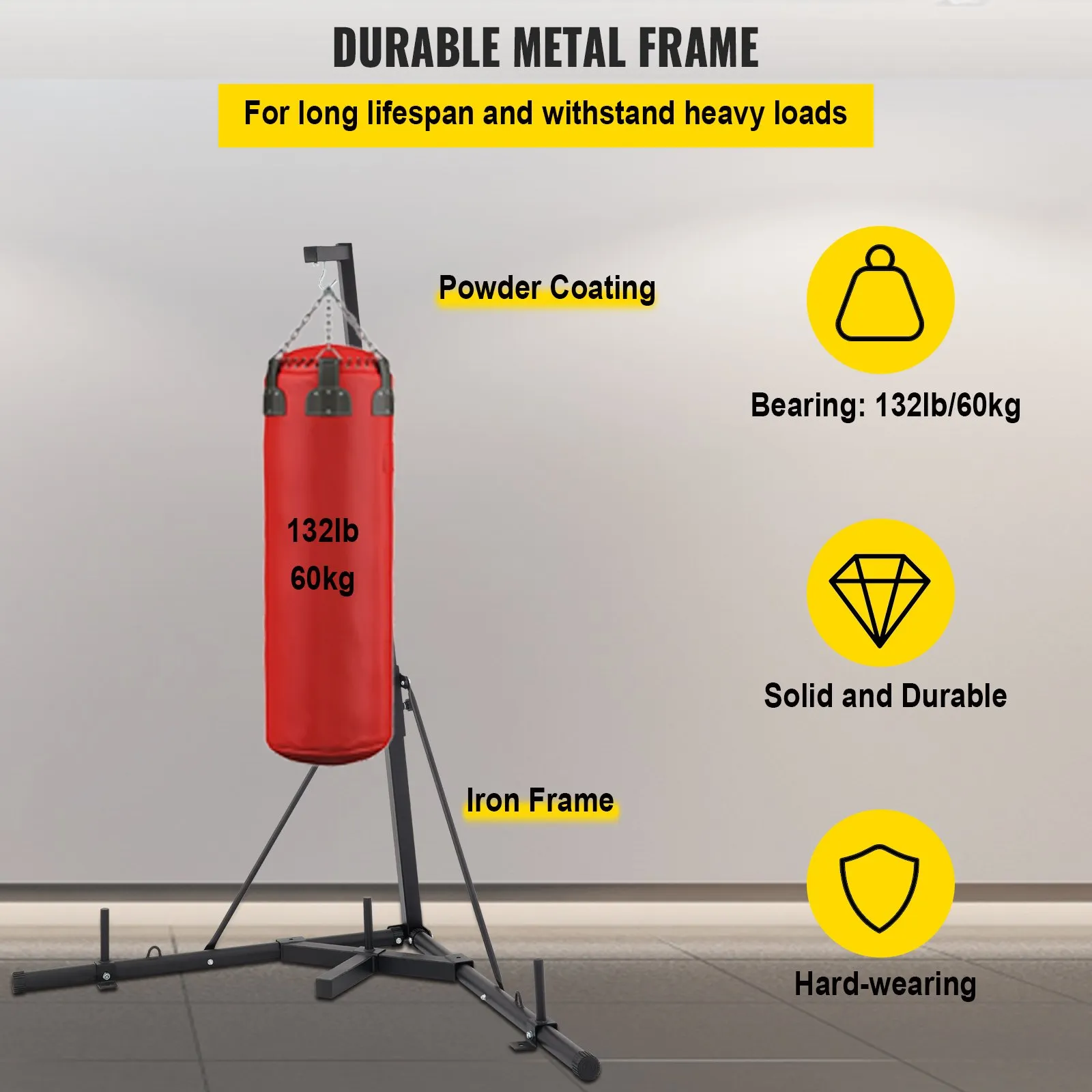 VEVOR Heavy Bag Stand Free Standing Punching Punch Bracket Station