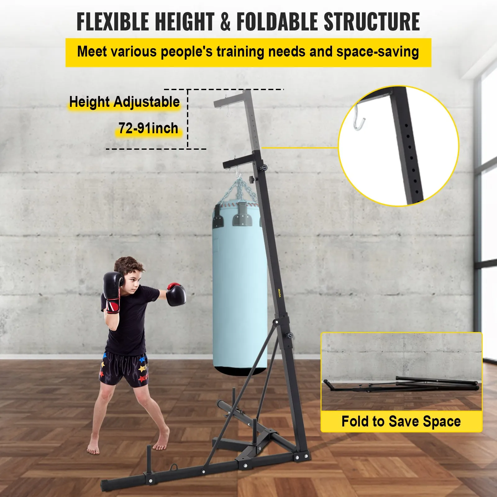 VEVOR Heavy Bag Stand Free Standing Punching Punch Bracket Station