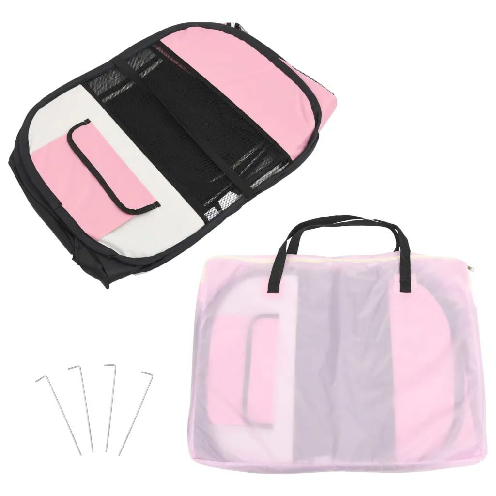 vidaXL Foldable Dog Playpen with Carrying Bag Pink 125x125x61 cm